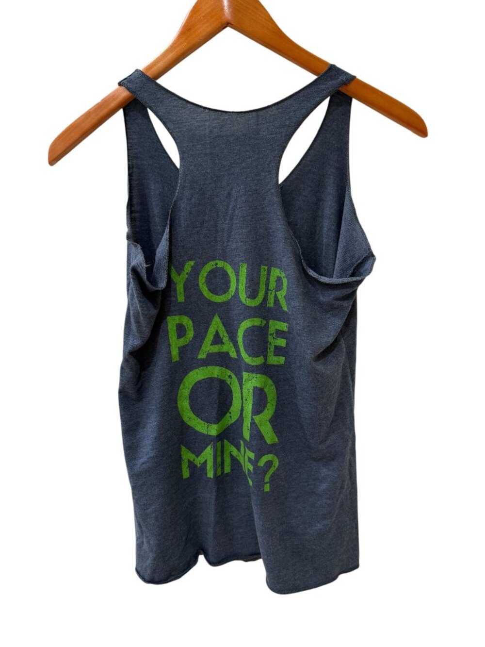 Gray Graphic Racerback Tank “Your Pace or Mine?” Flowy (Size Small, Approx.)
